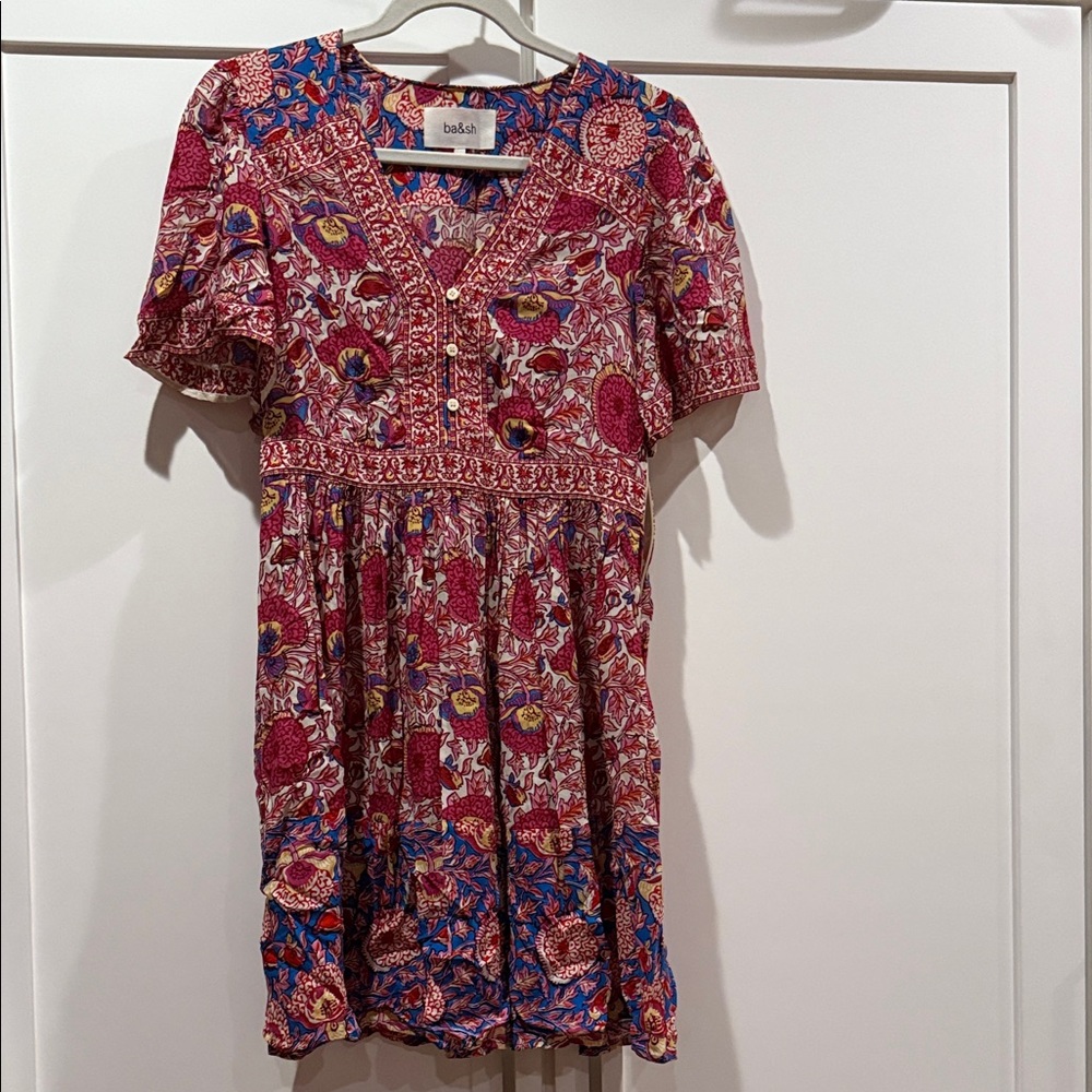ba&sh Blue and Pink Floral Dress
